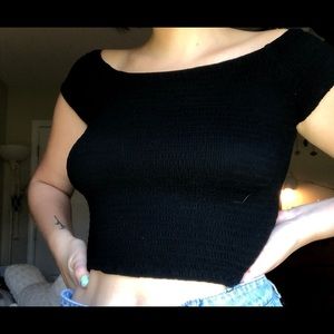 Brandy off the shoulder ribbed top